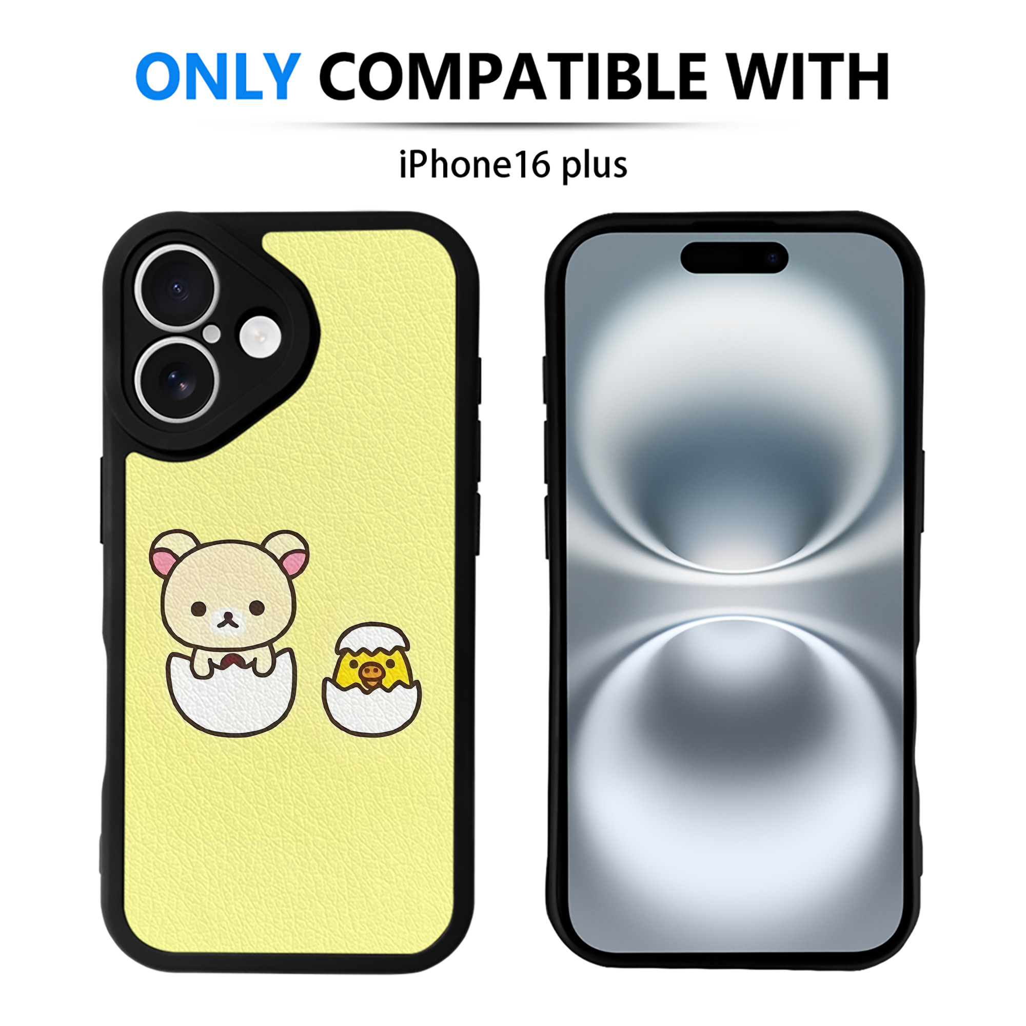 （画像用） リラックマ リラックマ キイロイトリ Rilakkuma Korilakkuma Kiiroitori 【iPhone 16シリーズ対応】シリコンスマホケース（レザー調） 材質：シリコン